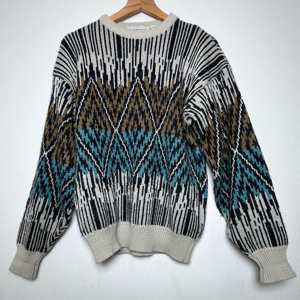 McGregor Vintage 1980s Coogi Style Pattern Knit Sweater Mens Size Med